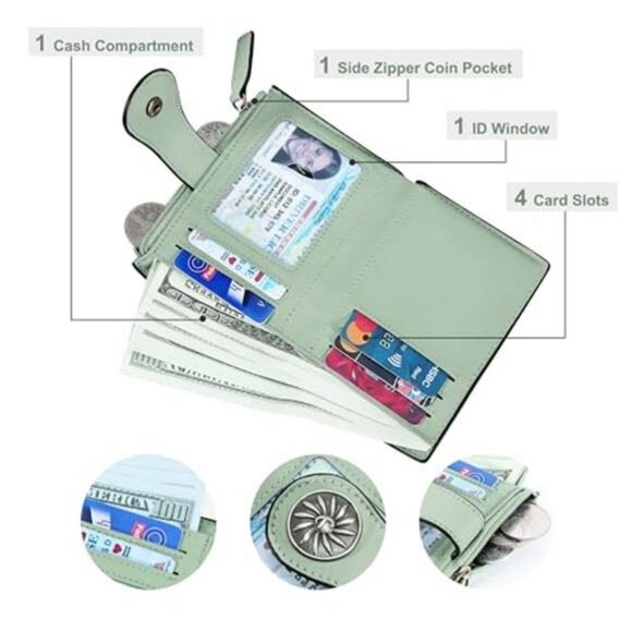 Small Wallet for Women Bifold RFID Blocking Card Holder Leather Wallet - Picture 4 of 6